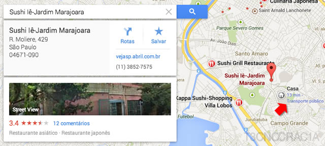 Novo Google Maps Sushi Details