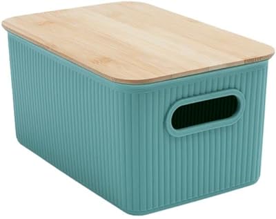 CAIXA ORGANIZADORA CANELADA COM TAMPA DE BAMBU 6L - OIKOS  