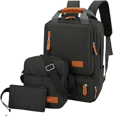 Pacote de laptop, Moniss 3 peças conjunto de mochila feminina masculina portátil mochila bolsa de ombro pequeno bolso para viagem escola trabalho de negócios faculdade cabe até 14,5 polegadas  
