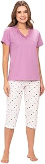 pijama capri / pescador de malha de algodao floral Podiun 225048  