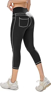 Calça de ioga de cintura alta com bolsos, legging feminina para corrida, treino  