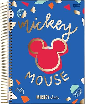 Caderno Espiral College CD 10 Matérias 160 Fls Mickey Arts Azul Jandaia  