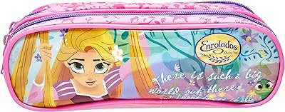 Estojo Soft Disney Rapunzel 7 x 22 x 8, 2 Divisórias, P, Dermiwil 52143, Rosa  