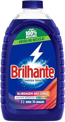 Lava Roupas Líquido Brilhante Limpeza Total 3L  