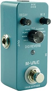 Pedal de efeitos de guitarra M-VAVE DIG REVERB Digital Reverb 9 tipos de reverb Decay & Mix Control True Bypass Full Metal Shell  