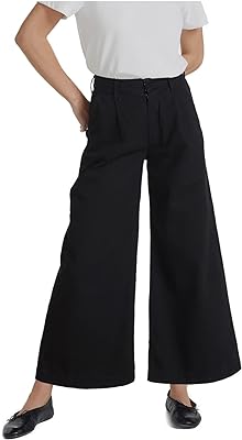 Calça Feminina Cintura Alta Wide Leg Em Sarja  