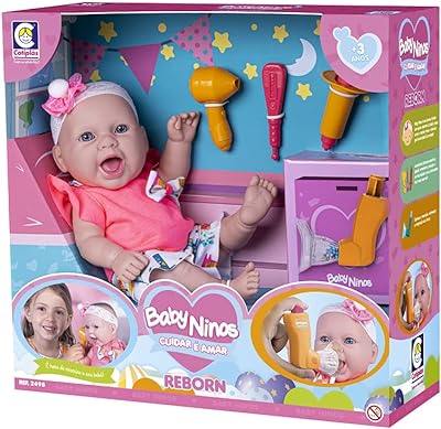 Boneca Baby Ninos Reborn Cuidar é Amar - Coleção Baby Ninos - 2498 - Cotiplás  