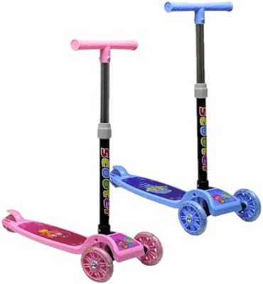 Patinete Infantil 3 Rodas Dobrável Com Luzes LED Altura Regulável  