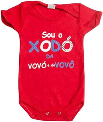 Body Infantil Roupinha Frase Personagem Mêsversário Manga Curta Bebê Unissex (P veste de 1 a 3 meses, Sou o xodó da vovó e do vovô)  