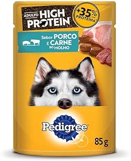 Ração Úmida Pedigree Sachê High Protein Cães Adultos Porco e Carne Ao Molho 85 g  