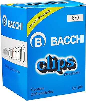 Clips Galvanizado, Aço 6/0, Caixa com 500 grs, Bacchi  