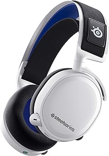 SteelSeries  Arctis Fone de ouvido para jogos sem fio 7P + – Sem perdas 2,4 GHz – Vida útil da bateria de 30 horas – USB-C – Áudio 3D – Para PS5, PS4, PC, Mac, Android e Switch – Branco 