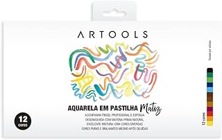 Aquarela  em Pastilha Matiz ARTOOLS Estojo 12 Cores 