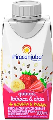 Bebida Láctea Quinoa Linhaça e Chia Sabor Morango e Banana Piracanjuba 200ml  