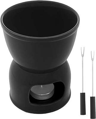 Aparelho de Fondue 4 Peças de Porcelana para Duas Pessoas Preto 400ml -  Wolff 