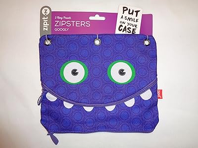 Bolsa para caneta lápis com 3 anéis da  ZIPIT  Googly, Laranja, ZIP MOUTH 