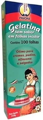 Gelatina em Folhas Incolor Italiana 210g 100 Folhas  