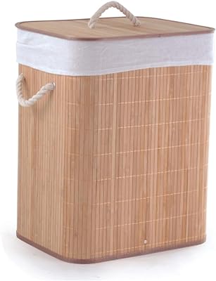 Cesto Roupa Suja Bambu Dobravel Desmontavel 40 Litros Organizacao Banheiro Lavanderia 35 x 25 x 45cm  