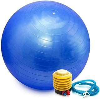 Bola Pilates Yoga Fitness 75 cm C/Bomba Abdominal Ginastica AZUL  