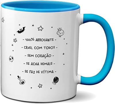 Caneca Wandinha Signo Leão Arrogante Cruel Se Acha Vitimista (Azul)  