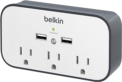 Belkin BSV300ttCW 3-Outlet Wall Mount Cradle Surge Protector with Dual USB Charging Ports (2.4 Amp Total)  