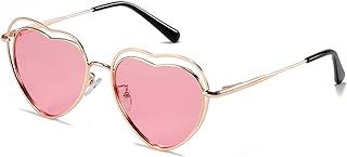 SHEEN KELLY Heart Shape Sunglasses for Women Cute Metal Frame Love Glasses Outdoor shooting Eyewear  