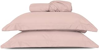 Jogo De Lençol 200 Fios Micro Percal Liso Toque Macio com Elástico Tamanho Queen Size (Rose)  