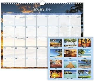 AT-A-GLANCE Calend rio de parede Tropical Escape 2024, 15 x 12, 2024, datas julianas, DMWTE8-28  