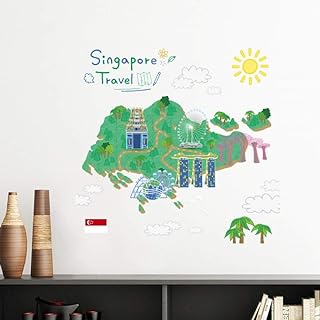 DIYthinker Adesivo de vinil para decoração de parede, mapa de viagem, Singapura, autoadesivo  