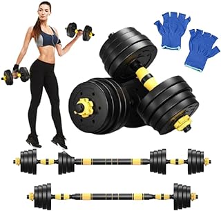 Kit Halteres 6 Em 1 Peso Musculação Até 30kg Ajustável Preto  