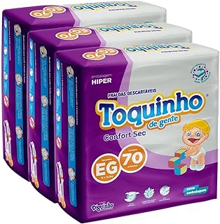 Kit 3 Pacotes Fralda Descartável Toquinho de Gente Hiper EG  