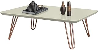 Mesa de Centro Off White com Pés de Metal Cobre 40x70 cm  