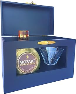 Kit Licor Mozart Gold Chocolate Cream 700ml + Taca + Caixa MDF Com Acrilico  