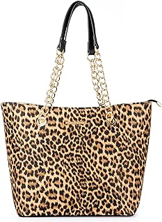 Montana West Bolsa feminina de couro vegano com alça superior, Leopardo  