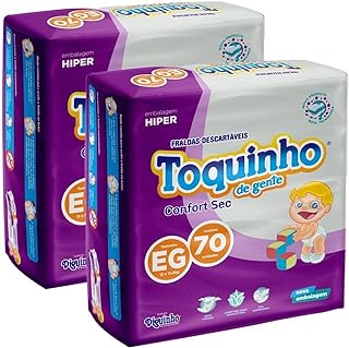 Kit 2 Pacotes Fralda Descartável Toquinho de Gente Confort Sec Hiper EG  