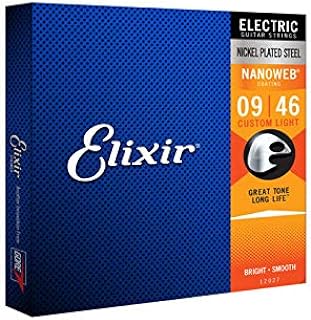 Encordoamento .009 Elixir 12027, para Guitarra, Custom Light Nanoweb  