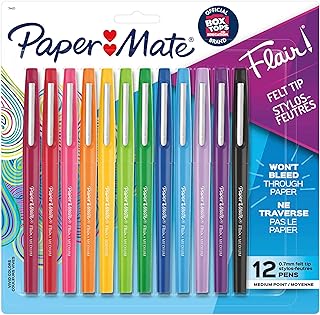 Paper Mate Canetas de ponta de feltro Flair, ponta média (0,7 mm), cores sortidas, 12 unidades  