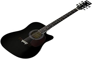 Violão eletroacústico Dreadnought cutaway aço Black MD-18 EQ Memphis  