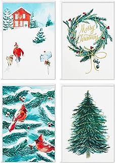 Hallmark Caixa de cartas de Natal sortidas, Cardinals and Snowy Barn (40 cartões e envelopes)  