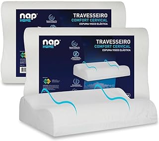 Kit 2 peças Travesseiro Nasa Ortopédico Cervical YellowTec Espuma Premium D40 - Capa SuperPlush atoalhada robusta - Hipoalergênico - Nap - para fronhas 50x70cm  