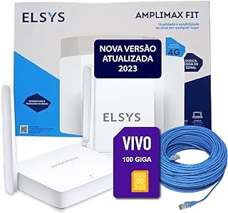 KIT AMPLIMAX FIT+ ROTEADOR MERCUSYS + CHIP VIVO 100Gb + 15 METROS DE CABO  